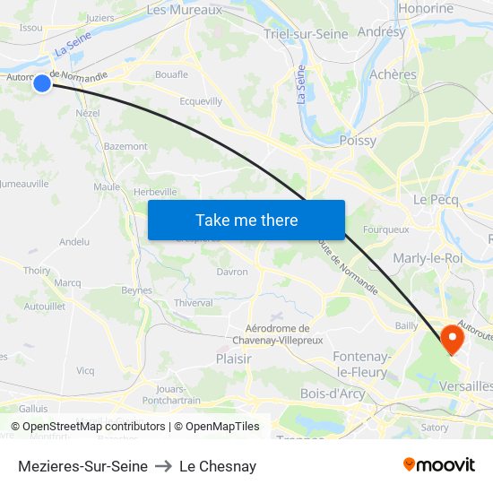 Mezieres-Sur-Seine to Le Chesnay map