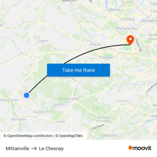 Mittainville to Le Chesnay map