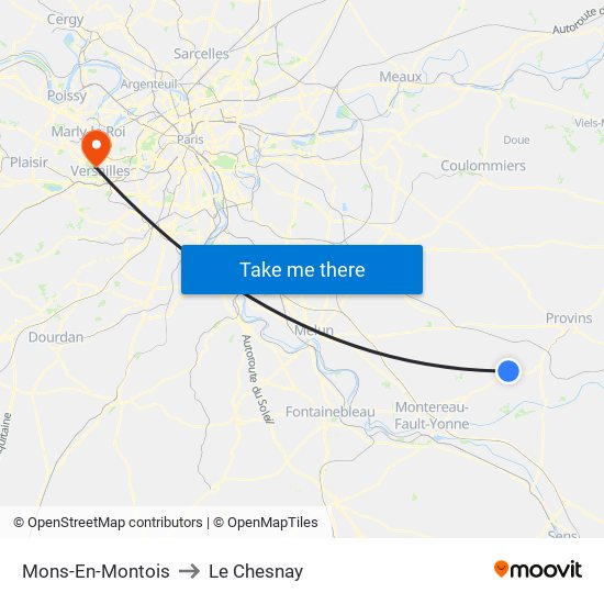 Mons-En-Montois to Le Chesnay map