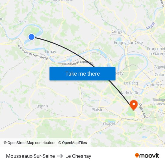 Mousseaux-Sur-Seine to Le Chesnay map