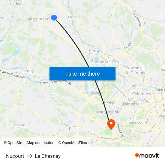 Nucourt to Le Chesnay map