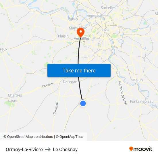 Ormoy-La-Riviere to Le Chesnay map