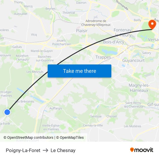 Poigny-La-Foret to Le Chesnay map