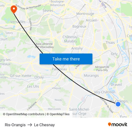 Ris-Orangis to Le Chesnay map