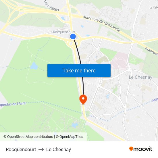 Rocquencourt to Le Chesnay map