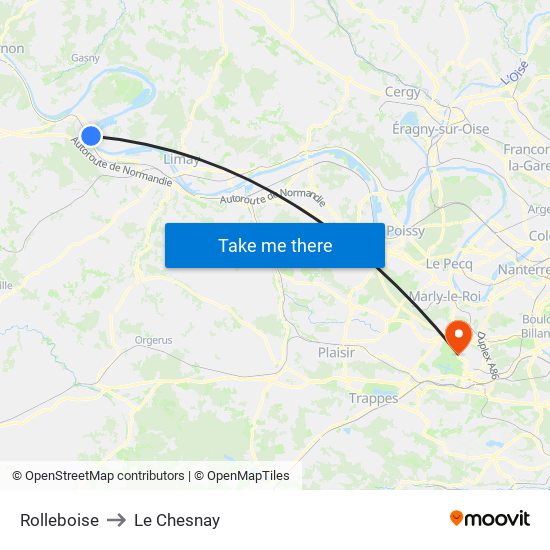 Rolleboise to Le Chesnay map