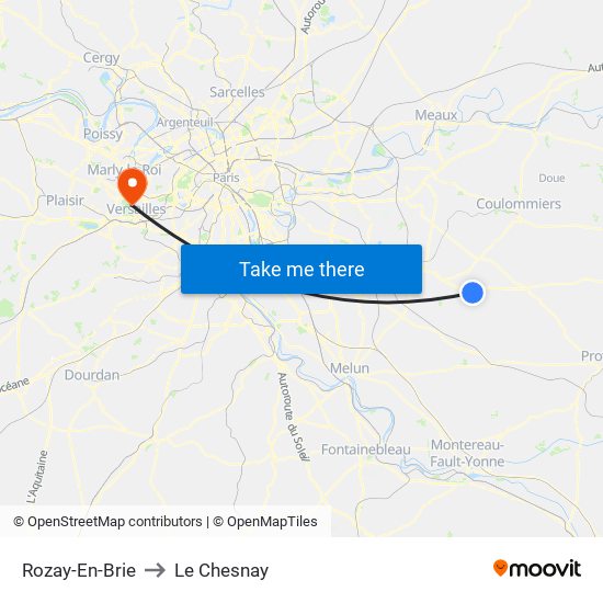 Rozay-En-Brie to Le Chesnay map