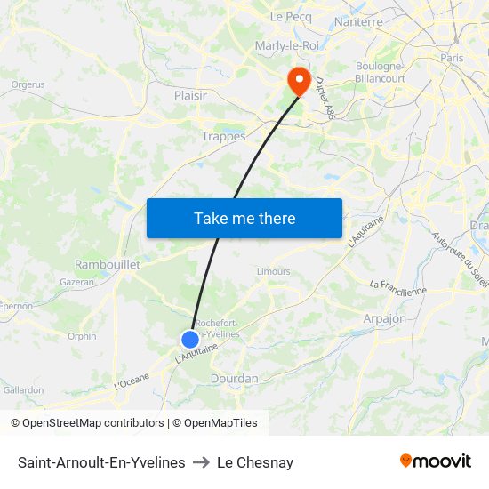 Saint-Arnoult-En-Yvelines to Le Chesnay map