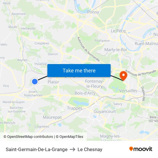 Saint-Germain-De-La-Grange to Le Chesnay map