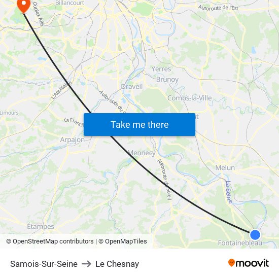 Samois-Sur-Seine to Le Chesnay map