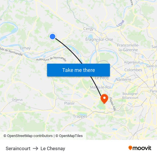 Seraincourt to Le Chesnay map