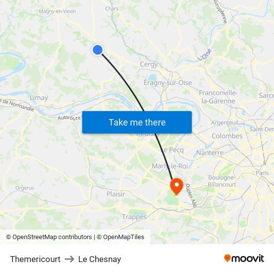 Themericourt to Le Chesnay map