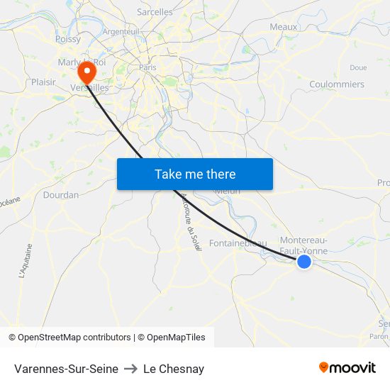 Varennes-Sur-Seine to Le Chesnay map