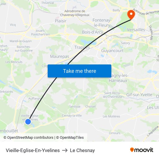 Vieille-Eglise-En-Yvelines to Le Chesnay map