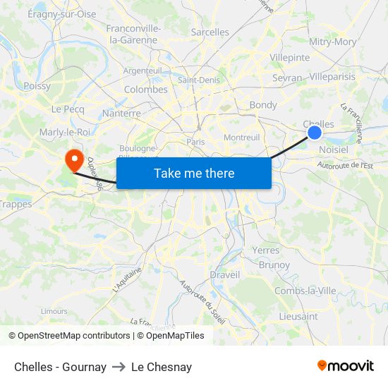Chelles - Gournay to Le Chesnay map