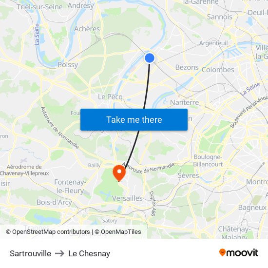 Sartrouville to Le Chesnay map