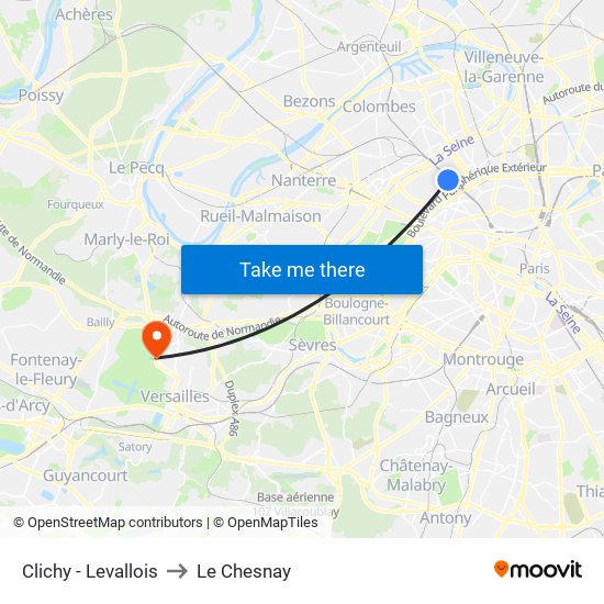 Clichy - Levallois to Le Chesnay map
