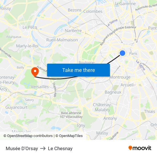 Musée D'Orsay to Le Chesnay map