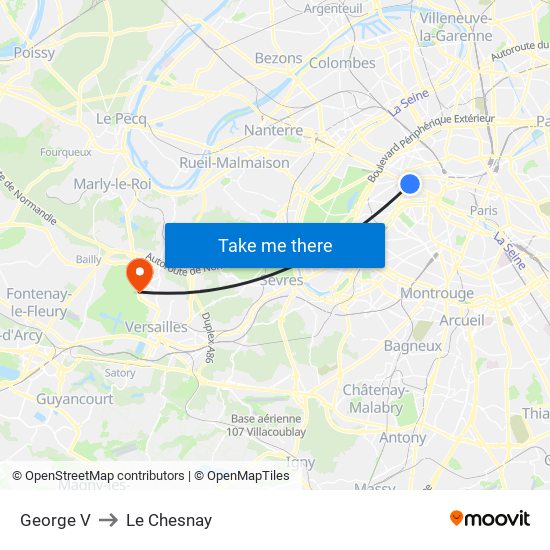 George V to Le Chesnay map