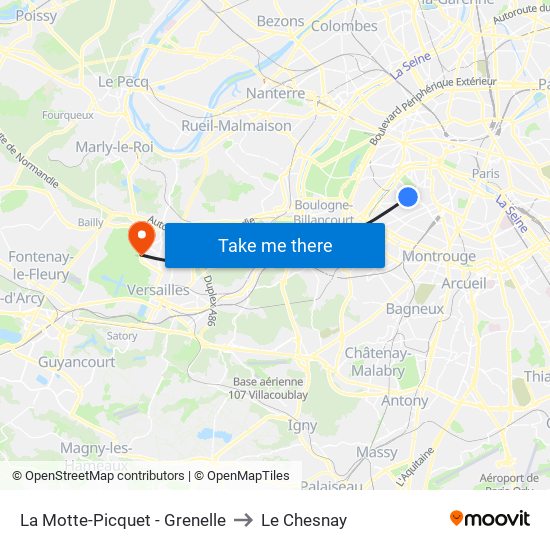 La Motte-Picquet - Grenelle to Le Chesnay map