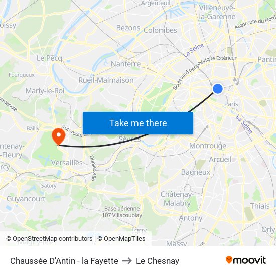 Chaussée D'Antin - la Fayette to Le Chesnay map