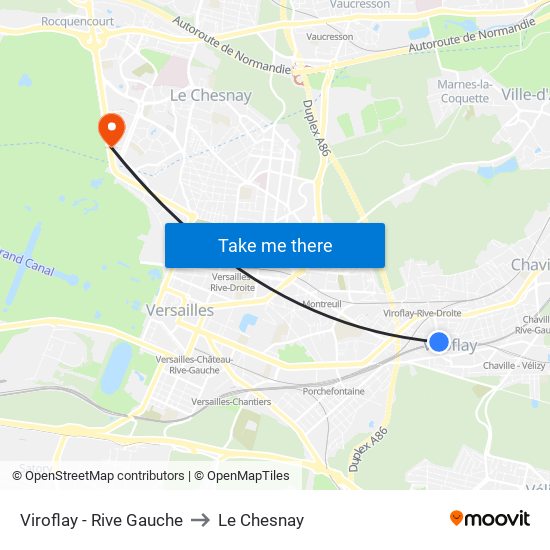 Viroflay - Rive Gauche to Le Chesnay map