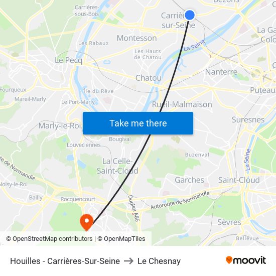 Houilles - Carrières-Sur-Seine to Le Chesnay map