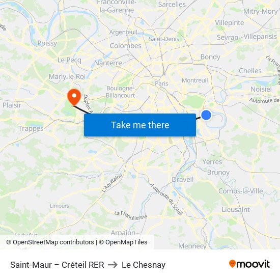 Saint-Maur – Créteil RER to Le Chesnay map