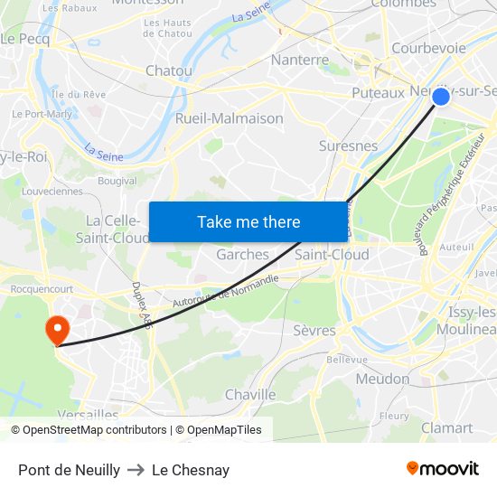 Pont de Neuilly to Le Chesnay map