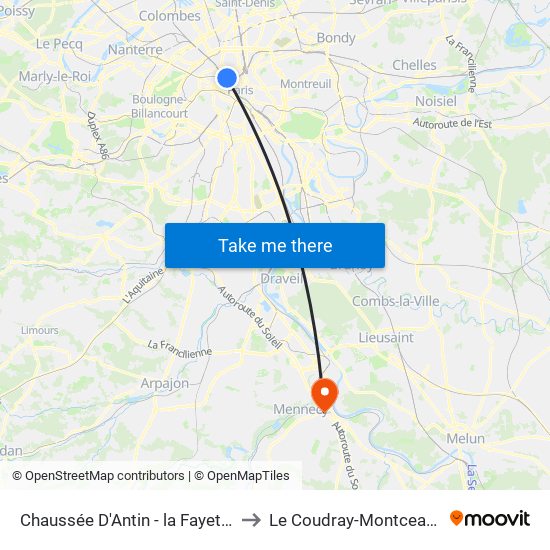 Chaussée D'Antin - la Fayette to Le Coudray-Montceaux map