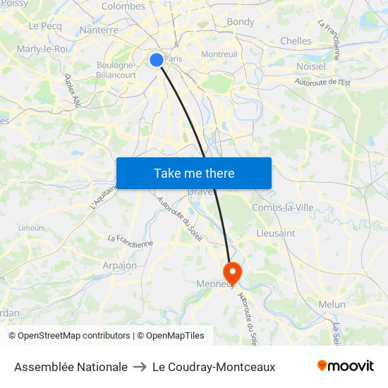 Assemblée Nationale to Le Coudray-Montceaux map