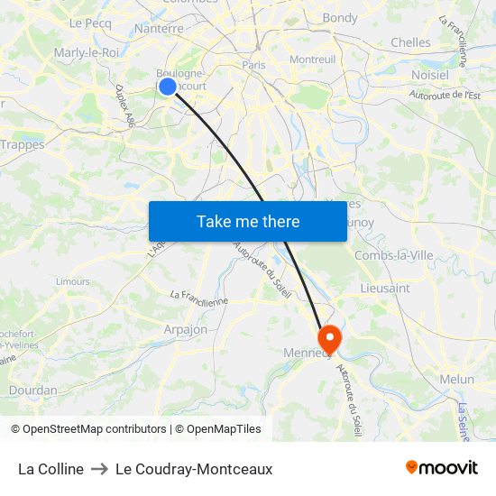 La Colline to Le Coudray-Montceaux map