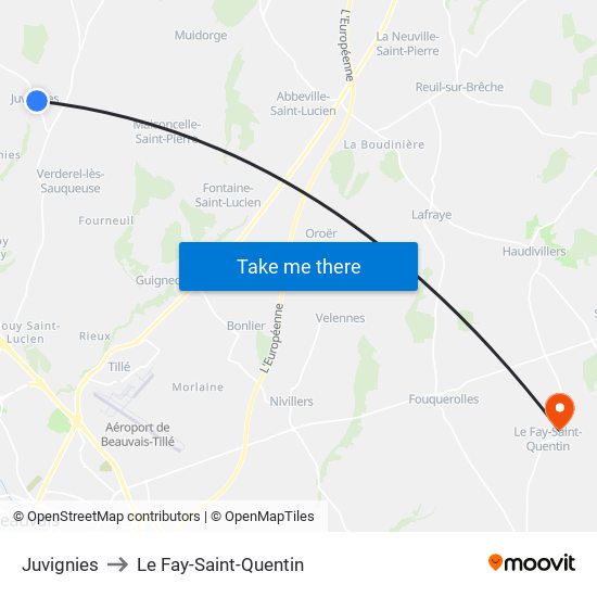 Juvignies to Le Fay-Saint-Quentin map