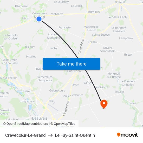 Crèvecœur-Le-Grand to Le Fay-Saint-Quentin map