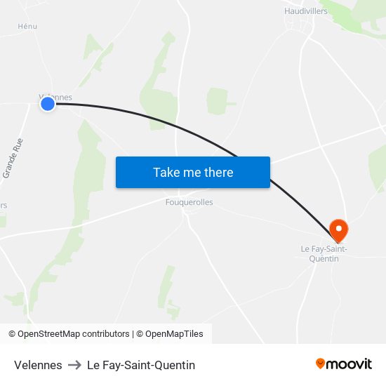 Velennes to Le Fay-Saint-Quentin map