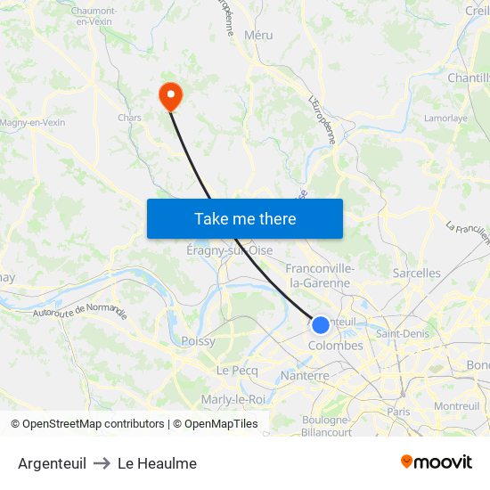 Argenteuil to Le Heaulme map