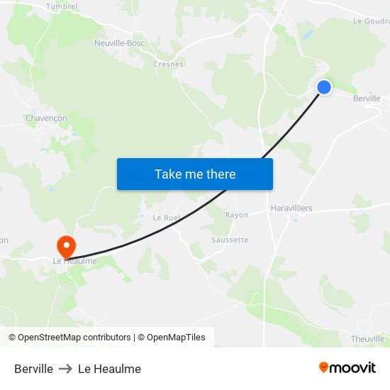 Berville to Le Heaulme map