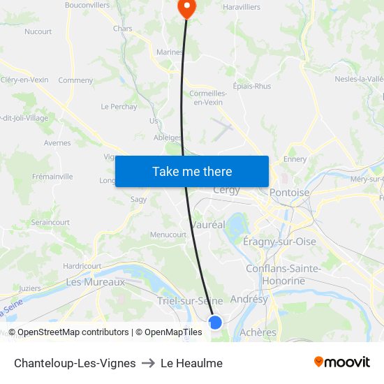 Chanteloup-Les-Vignes to Le Heaulme map