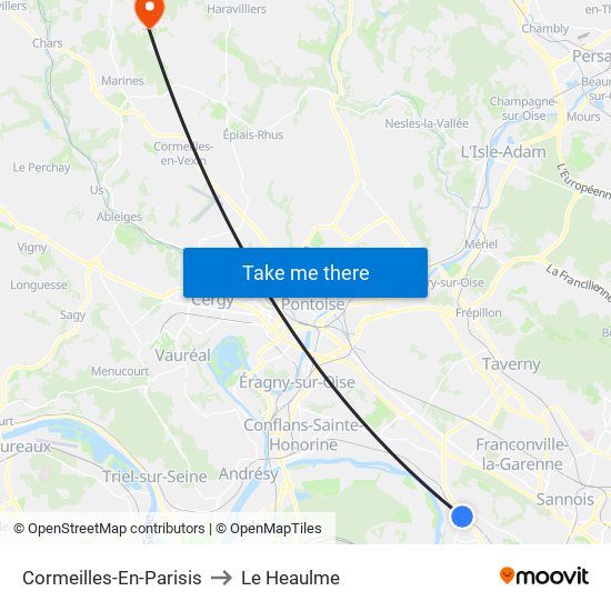 Cormeilles-En-Parisis to Le Heaulme map