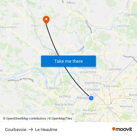 Courbevoie to Le Heaulme map