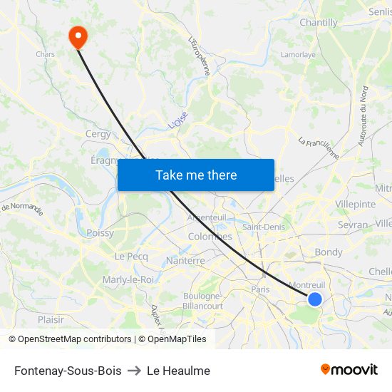 Fontenay-Sous-Bois to Le Heaulme map