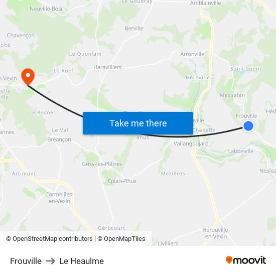 Frouville to Le Heaulme map