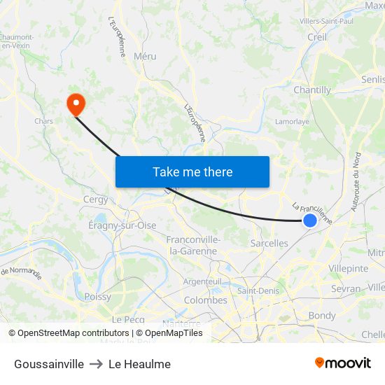 Goussainville to Le Heaulme map