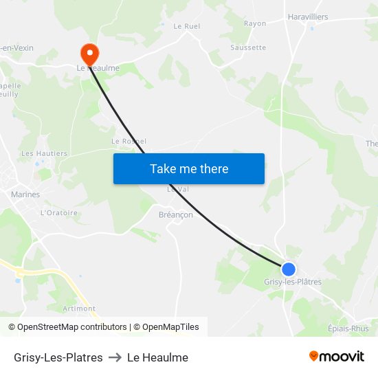 Grisy-Les-Platres to Le Heaulme map