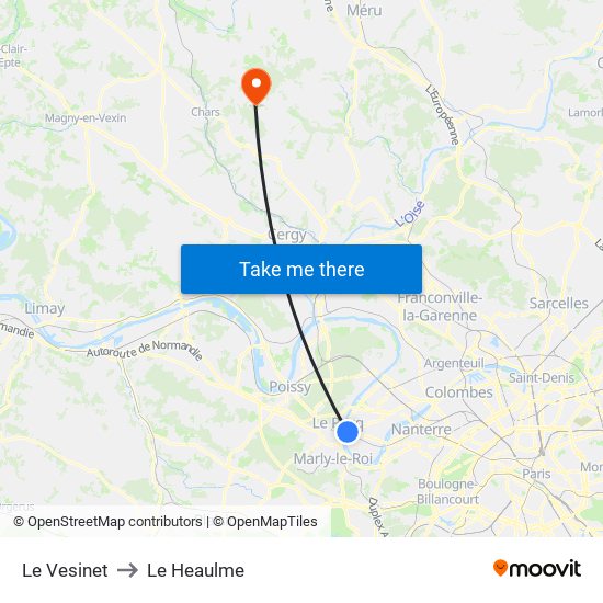 Le Vesinet to Le Heaulme map