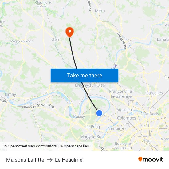 Maisons-Laffitte to Le Heaulme map