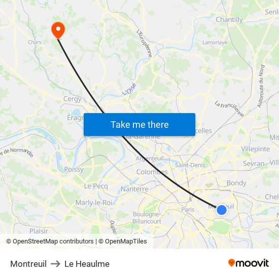 Montreuil to Le Heaulme map