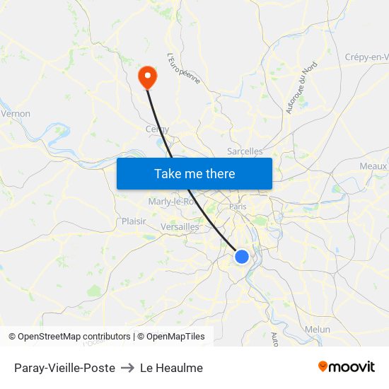 Paray-Vieille-Poste to Le Heaulme map
