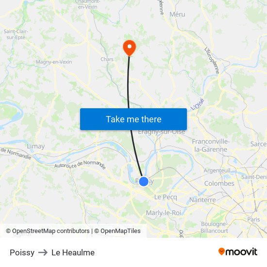 Poissy to Le Heaulme map