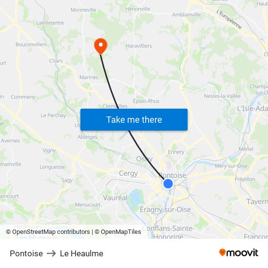 Pontoise to Le Heaulme map